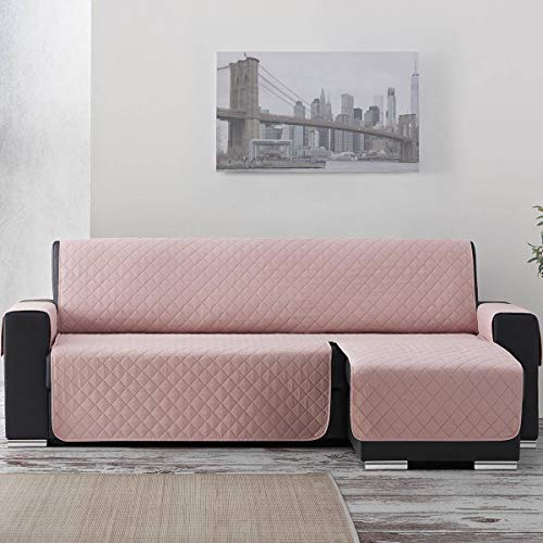 Lanovenanube - Funda Chaise Longue Acolchado Sweet - Práctica Reversible 280 cm - Color Rosa Lanovenanube - Funda Chaise Longue Acolchado Sweet - Práctica Reversible 280 cm - Color Rosa