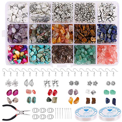 LCE - Lote de 1000 cuentas de piedra natural para la fabricación de joyas, collares y pulseras