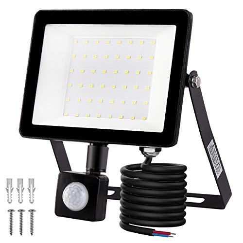 LED Foco Exterior con Sensor Movimiento, Proyector Led Impermeable IP65 Floodlight Led Foco Blanco Frío 6500K 4500lm Exterior Iluminación para Patio, Almacén, Camino, Jardín(50W) LED Foco Exterior con Sensor Movimiento, Proyector Led Impermeable IP65 Floodlight Led Foco Blanco Frío 6500K 4500lm Exterior Iluminación para Patio, Almacén, Camino, Jardín(50W)