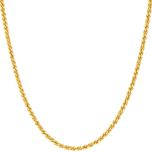 Lifetime Jewelry - Collar con colgante para hombre/mujer con cadena de cordón de 1 mm, chapada en oro blanco o amarillo de 24 quilates, chapado en rodio, adelgazada para los abalorios; de 40,6 a 76,2 cm.