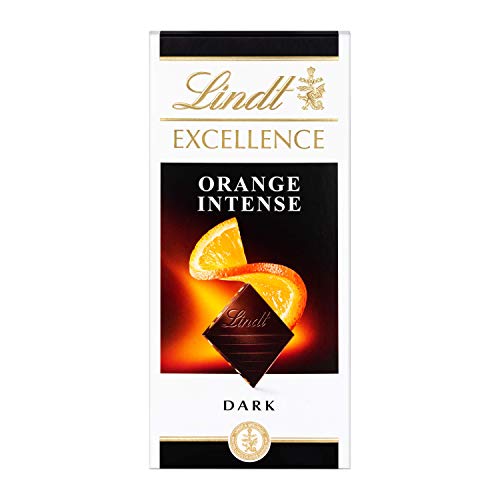 Lindt Excellence Tableta de Chocolate Negro, con Naranja, 100g