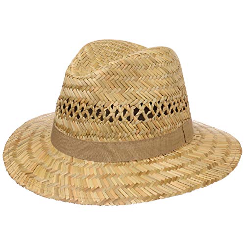 Lipodo Sombrero Paja Classic Traveller Hombre - Made in Italy de Verano Playa con Banda Grosgrain Primavera/Verano - L (58-59 cm) Natural