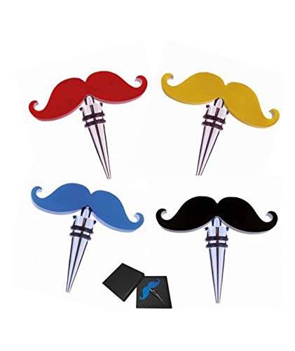 Lote de 10 Tapones de Vino Mostacho Colores en Caja de Regalo (Precio Unitario) - Tapón Botella Vino para Detalles de Bodas, Recuerdos de Comuniones y Bautizos