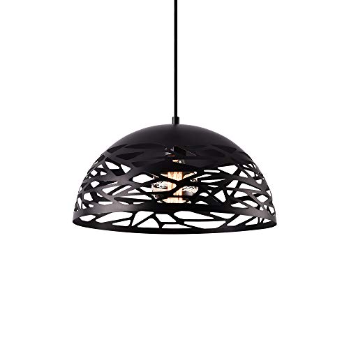 [lux.pro] Lámpara colgante de diseño negra metal (altura 145 cm, cable incluido) - lámpara de techo - look industrial