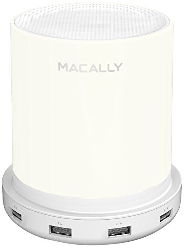 Macally LAMPCHARGE-EU lámpara de mesa regulable, con cargador USB (24W), sensor táctil y luz blanca cálida suave (euroenchufe de dos clavijas)