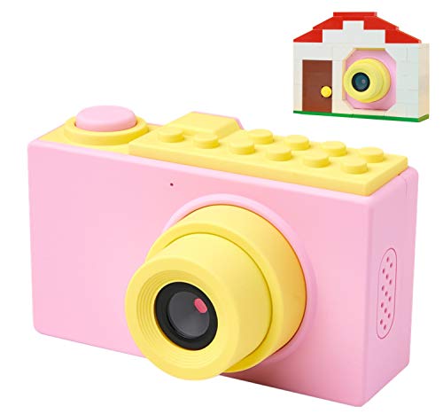 MagicSmiles Máquina fotográfica para niños, doble cámara digital, selfie, videocámara HD 1080p / 8 MP / tarjeta SD 16 GB / LCD 2 pulgadas / Zoom / Efectos / Regalo niña cumpleaños (Rosa_caseta)
