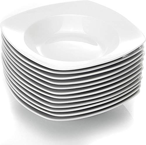 MALACASA, Serie Julia,18 piezas 7.5"plato de sopa de porcelana platos hondos para 18 personas
