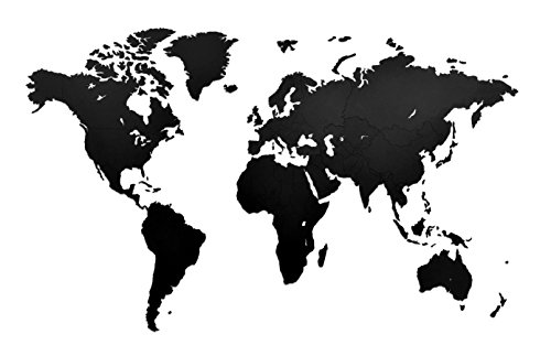 MiMi Innovations - Decoración de pared de mapa del mundo de madera de lujo 130 x 78 cm - Negro MiMi Innovations - Decoración de pared de mapa del mundo de madera de lujo 130 x 78 cm - Negro