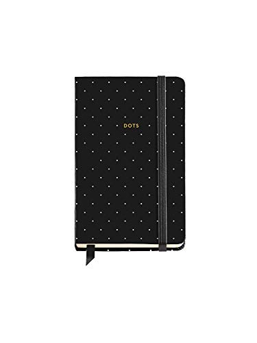 Miquelrius - Cuaderno Tapa Dura - Tamaño 90 x 140 mm, 100 Hojas Blancas, Cierre con Goma, Color Negro, Diseño Dots
