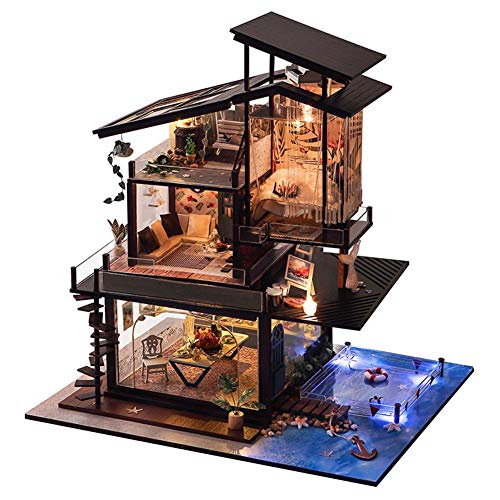 Morningtime DIY Miniatura Casa De Muñecas con Muebles, Dollhouse Kit, Realista 3D Casa De Madera Artesanal, Casas De Muñecas Y Accesorios De Beatie, con Luz Música