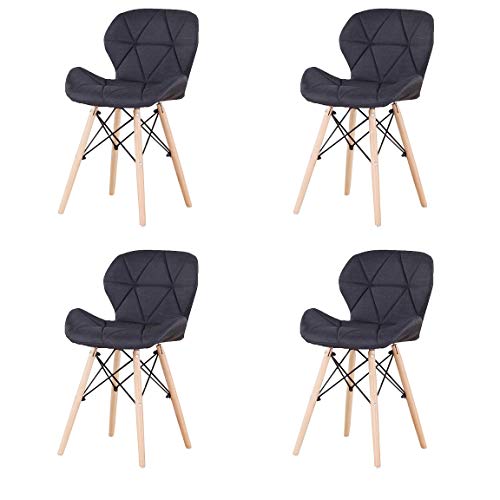 MUEBLES HOME - Juego de 4 sillas de comedor de estilo moderno, muebles de cocina, tapizados de lino, respaldo y cojín para comedor, salón o dormitorio MUEBLES HOME - Juego de 4 sillas de comedor de estilo moderno, muebles de cocina, tapizados de lino, respaldo y cojín para comedor, salón o dormitorio