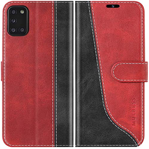 Mulbess Funda para Samsung A31, Funda con Tapa Samsung Galaxy A31, Funda Samsung Galaxy A31 Libro, Funda Cartera para Samsung Galaxy A31 Carcasa, Vino Rojo