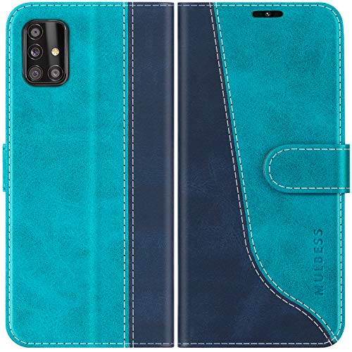 Mulbess Funda para Samsung A51, Funda con Tapa Samsung Galaxy A51, Funda Samsung Galaxy A51 Libro, Funda Cartera para Samsung Galaxy A51 4G Carcasa, Azul Mint