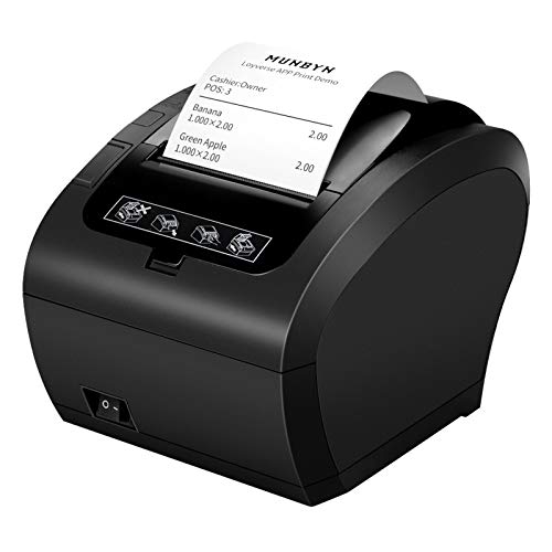 MUNBYN Impresora de Ticket Térmica WiFi, Impresora de Recibos 80mm, Ticketera Velocidad 300mm/s ESC/POS Compatible con Mac/Android/Windows, Negra