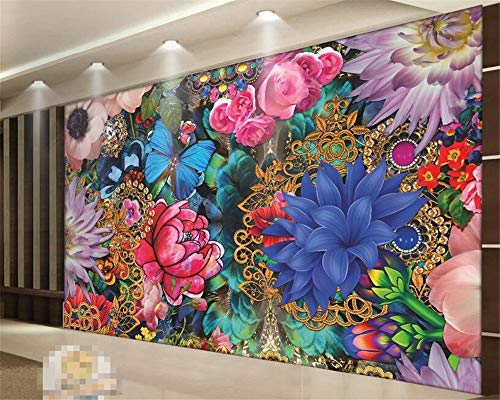 Mural, Decoración Para El Hogar Fondo De Pantalla Retro En 3D Fondo De Pantalla De Pared Tv Color De Rosa En La Sala De Estar Dormitorio, 400 Cm (Ancho) X 285 Cm (Alto)