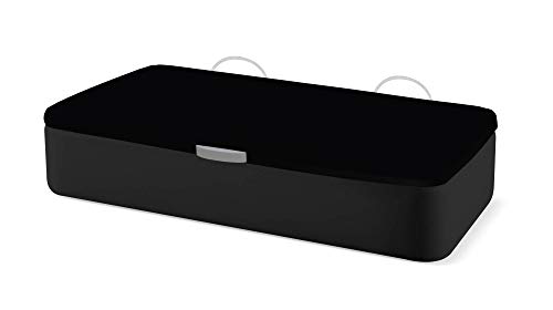 Naturconfort Canapé Abatible Ecopel Negro Premium Tapizado Apertura Lateral Tapa 3D Negra 90x190cm Envio y Montaje Gratis