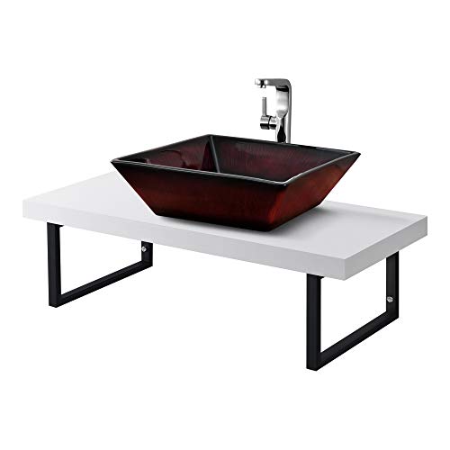 Neuhaus Encimera de Lavabo 100 x 45 x 30 cm Toallero Estante de Baño Tablero de Pared para Lavabo con Soporte de Metal Mueble de Baño Blanco Mate