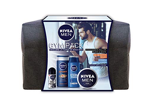 NIVEA MEN Neceser Gimnasio Gympack, neceser con gel de ducha (1 x 250 ml), champú reparador (1 x 250 ml), desodorante roll on (1 x 50 ml) y crema NIVEA MEN (1 x 75 ml) NIVEA MEN Neceser Gimnasio Gympack, neceser con gel de ducha (1 x 250 ml), champú reparador (1 x 250 ml), desodorante roll on (1 x 50 ml) y crema NIVEA MEN (1 x 75 ml)