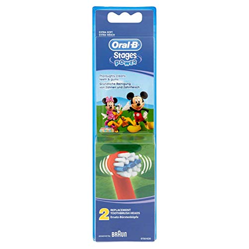 Oral-B Stages Power - Juego de 2 cabezales para cepillo eléctrico, diseño de Mickey Mouse