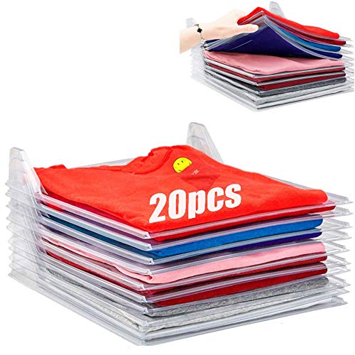 Organizador de Armario Hogar Estantería Camiseta Carpeta Sistema Antiarruga, Tamaño Normal, Transparente (20Pcs) Organizador de Armario Hogar Estantería Camiseta Carpeta Sistema Antiarruga, Tamaño Normal, Transparente (20Pcs)