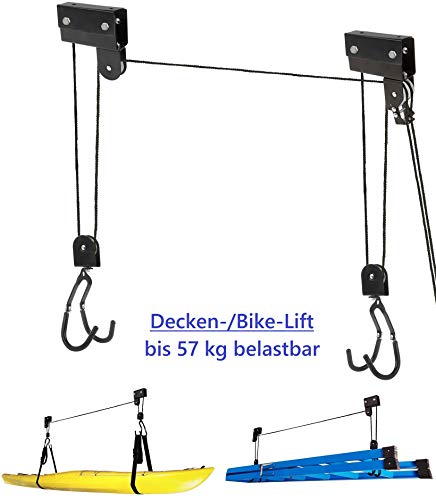 P4B Elevador de bicicletas para bicicletas, elevador de techos, elevador mecánico de garaje, adecuado para cargas de hasta 57 kg para guardar objetos pesados.