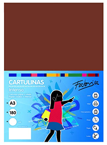 Pack 50 Cartulinas Color Marron Tamaño A3 180g
