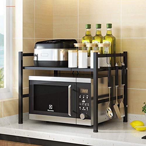 PAKASEPT Estante de Horno para microondas 2 Niveles, Soporte para Microondascon 3 Ganchos Colgantes, Estante Cocina Estantería con Marco de Metal Estable 40-60cmx36cmx42cm PAKASEPT Estante de Horno para microondas 2 Niveles, Soporte para Microondascon 3 Ganchos Colgantes, Estante Cocina Estantería con Marco de Metal Estable 40-60cmx36cmx42cm