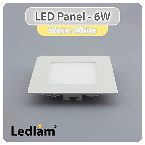Panel LED blanco cuadrado, 12 x 12 cm, 6 W, 3000 K, IP20, 480 lúmenes, repuesto de 40 W, chips SMD, 30000 horas de duración, 220 V, clase de protección IP20, ángulo de haz de 120 grados.