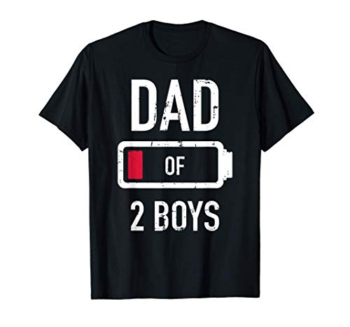 Papá de 2 niños regalo de batería baja para el día del padre Camiseta