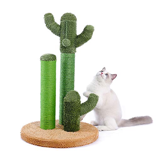 PAWZ Road Cactus Poste Rascador para Gatos, pequeño Árbol Rascador para Gatos con Pelota de Juguete, Fondo Marrón 68cm (Talla L)