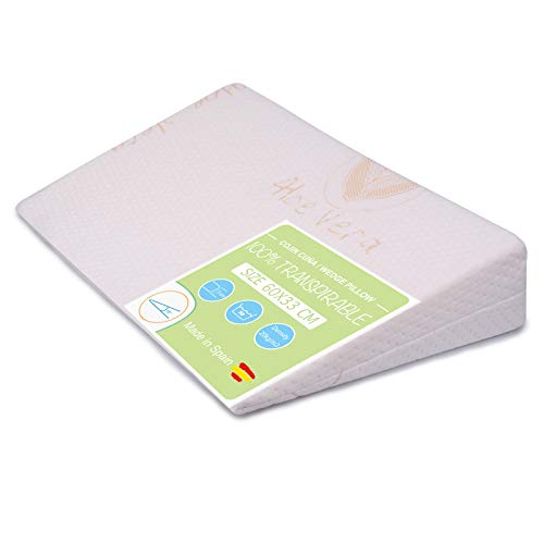 PEKITAS Almohada Cojín Cuña Inclinada Antireflujo Funda Lavable AloeVera Fabricado En España Uso Adulto (60 cm Ancho - 15° Inclinación)… PEKITAS Almohada Cojín Cuña Inclinada Antireflujo Funda Lavable AloeVera Fabricado En España Uso Adulto (60 cm Ancho - 15° Inclinación)…