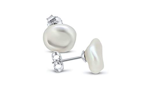 Pendientes de Perlas Cultivadas Blancas Agua Dulce de Mujer y Niña- Plata de Ley de 925 milésimas (8-9mm)