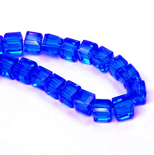 Perlas de cristal bohemias, 4 mm y 6 mm, juego de cubos facetados, perlas checas de cristal tallado entre perlas, perlas de cristal impresas, cristal, azul cobalto, 4x4x4 mm 25 Stück