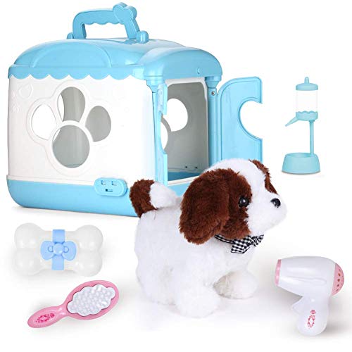 Perro de juguete electrónico de peluche,Carrier activado por voz DogHouse Care Pet Play Set. Cachorros de juguete para caminar, ladrar, mascotas y accesorios, para 3-6 niños/niñas (Barry-Azul) Perro de juguete electrónico de peluche,Carrier activado por voz DogHouse Care Pet Play Set. Cachorros de juguete para caminar, ladrar, mascotas y accesorios, para 3-6 niños/niñas (Barry-Azul)