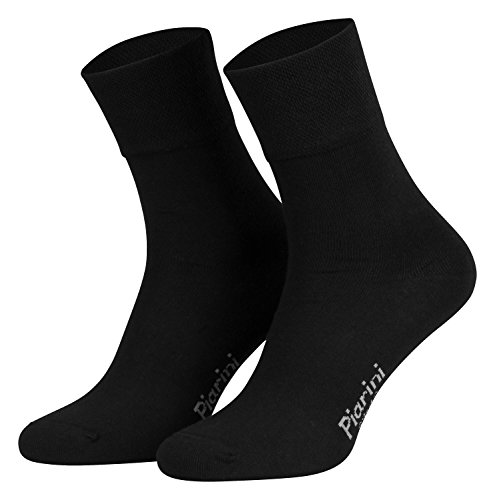 Piarini - 8 pares de calcetines unisex - Sin elástico - Caña cómoda - Negro - 43-46
