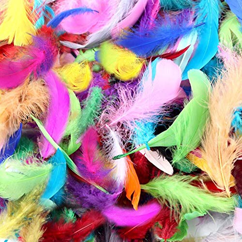 Plumas Manualidades De Colores, 500 Piezas Natural Plumas de Ganso Pluma Artificial, Pluma para Disfraces, Atrapasueños, Pendientes de Bricolaje, Artesanía, Fiesta en Casa, Boda Decoraciones