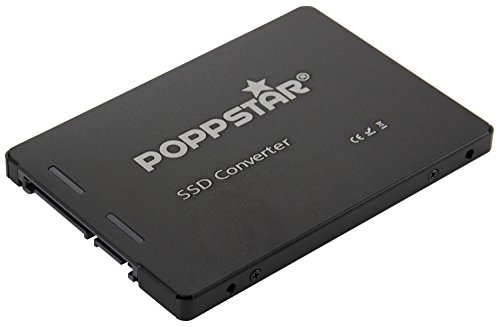Poppstar - Caja de Disco Duro SATA 3 de mSATA a 2.5"(Adaptador Adecuado para SSD mSATA de 50x30 mm), Caja de Aluminio en Color Negro