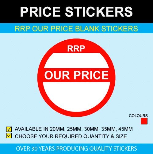 Pvp/Nuestro Price Stickers - Disponible en 5 Tallas - 25mm, Paquete de - 500
