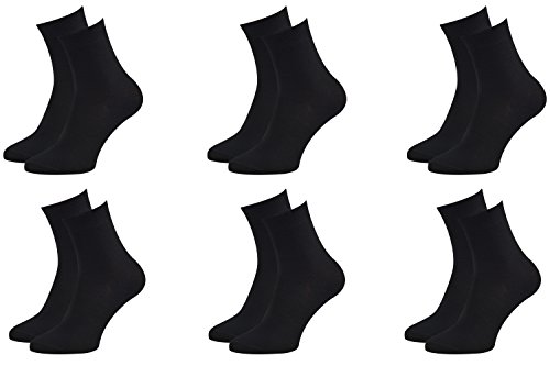 Rainbow Socks - Hombre Mujer Calcetines Colores de Bambu - 6 Pares - Negro - Talla 36-38