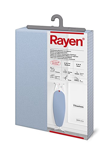 Rayen | Funda para tabla de planchar Universal | Elástica, acolchada y fácil de colocar | 4 capas: Espuma, Muletón, tejido 100% de Algodón y Titanio | Gama Premium