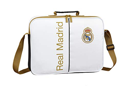 Real Madrid CF 611954385, Real Madrid 19/20 Cartera extraescolares para Niños, Blanco, 38cm x 28cm x 6cm