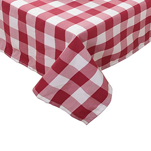 Rectangle Mantel de lino de algodón,Rojo y blanco a cuadros,disponible en varias medidas,Mantel para mesa de cocina o salón,Red,140 x 220 m(55x87inch)