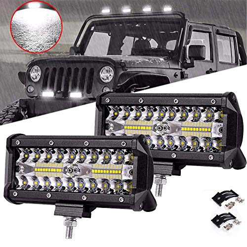 Ricoy - Barras de luz LED de 17,78 cm, 2 unidades, 240 W, luces de conducción todoterreno, combinación de haz amplio y haz concentrado