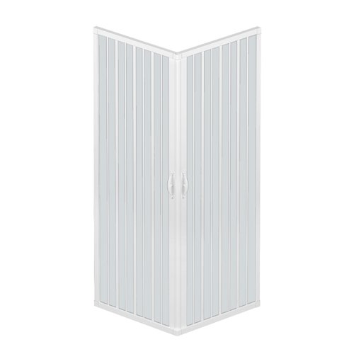 Rollplast - Mampara de ducha abatible BLUN2CONCC28090090. Dim. 90 x 90 x 185 cm, de PVC, a dos lados, dos puertas, con apertura angular, blanca