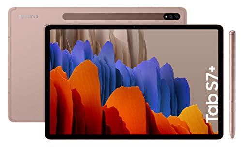 Samsung Galaxy Tab S7+ - Tablet de 12.4" QHD (Wifi, Procesador Qualcomm Snapdragon 865 Plus, RAM de 6GB, Almacenamiento de 128GB, Android 10, S Pen incluido) - Color Bronce [Versión española]