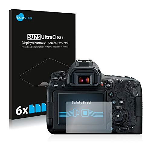 savvies Protector Pantalla Compatible con Canon EOS 6D Mark II (6 Unidades) Pelicula Ultra Transparente