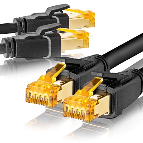 SEBSON 2X Cable de Red Ethernet 2m Cat 8, LAN Patch Cable, 40Gbps, S-FTP apantallado, Conector RJ45 para Router, Ordenador, Módem, TV