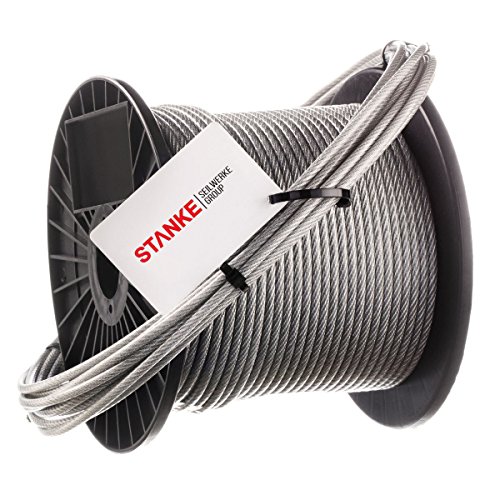 Seilwerk STANKE 100 m Cuerda de Acero Inoxidable en la Capa de PVC 3 mm Cuerda de Acero Inox V4A A4 Cuerda Acero Noble