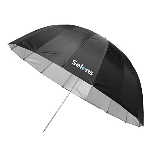Selens 130cm 16 Varillas Paraguas Profesional Reflectante Parabólico Photography Umbrella para Fotografía Estudio Fotográfico Iluminación, 47cm Profundidad - Color Negro/Plata