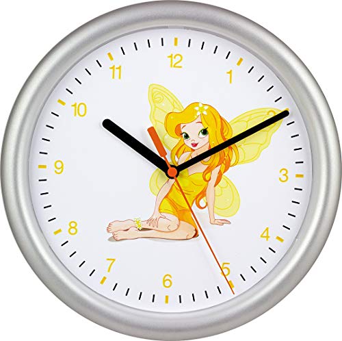 SELVA Reloj de pared para niños, diseño de elfos, apto para niñas, carcasa de ABS, cristal de plástico, silencioso, diámetro de 25 cm SELVA Reloj de pared para niños, diseño de elfos, apto para niñas, carcasa de ABS, cristal de plástico, silencioso, diámetro de 25 cm